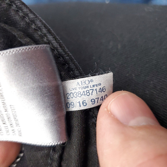 American Eagle Jeans Womens 6 Long High Rise Jeggings Ripped Distressed Black - Picture 11 of 11